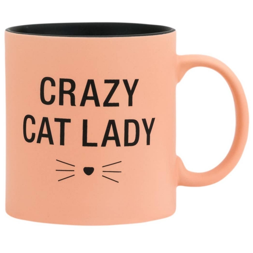 Crazy Cat Lady Mug - Peach and Black 15oz